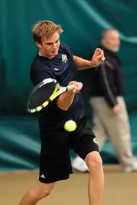 Freshman Viktor Svensson has won all of his A-10 Tournament matches in singles and doubles for the Colonials.