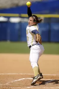 Junior Kara Clauss pitched her tenth complete game of the season in the 4-2 victory over Georgetown.
