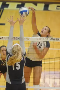 Lauren Whyte led all players with 18 kills but GW suffered their first loss of the season on Friday night to Indiana.c