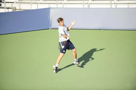 No. 89 Francisco Dias upset No. 58 Chris Simpson of LSU to advance to main draw play of the ITA/D'Novo All-American Men's Tennis Championships.