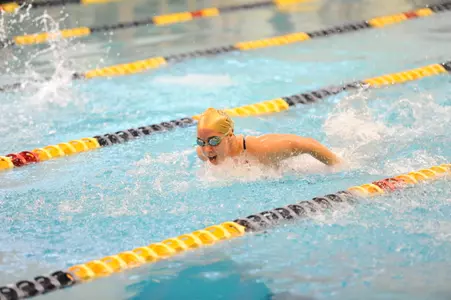 The GW women's swimming team remains in fourth place out of 10 teams following Day 2 of the Patriot Invitational.