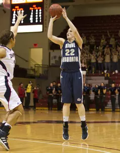 Megan Nipe led the Colonials with 14 points against Morgan State.