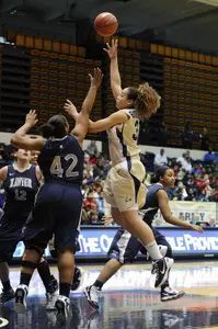 Senior Tara Booker scored a team-high 14 points against Richmond.