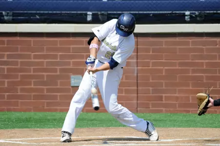 Senior Stephen Oswald hit his third home run of the season in GW's 5-3 victory over Xavier on Senior Day.
