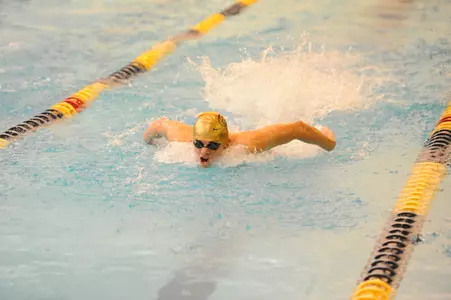 Sophomore Sean Rhinehart helped GW men's swimming to a third-place finish at the URI Invitational.
