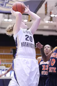 Hannah Schaible stuffed the stat sheet with 15 points, five rebounds, three assists and three steals against American.