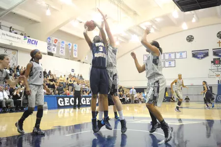 Caira Washington posted her first career double-double with 13 points and 10 rebounds.