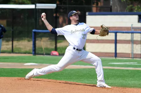 Junior Aaron Weisberg fanned five batters in a complete-game victory in the nightcap on Friday.