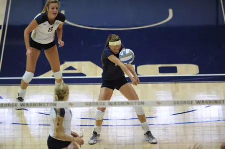 Sophomore Maddy Doyle ranks third overall in the Atlantic 10 with 4.73 digs per set.