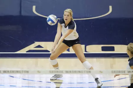 Senior Rachael Goss posted her second straight double-double in GW's 3-2 win over Elon.