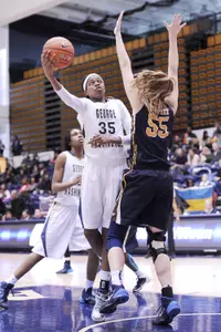 Jonquel Jones recorded her sixth double-double with 20 points and 17 rebounds at UMass.