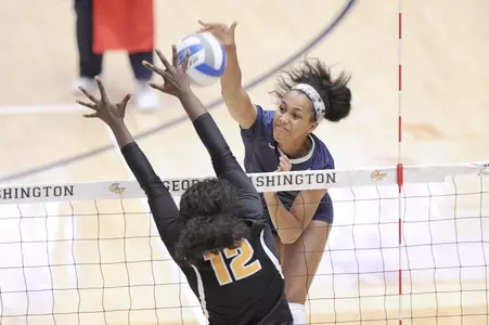 Aaliya Davidson was one of four players with double-digit kills in GW's 3-1 win over Fordham on Friday.