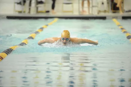 Senior Morgan Zebley took third in the 100 fly.