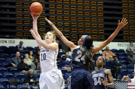 Hannah Schaible scored a career-high 17 points and added 10 rebounds against Georgetown.