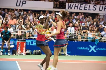 Tennis legends Venus Williams and Martina Hingis - with a combined 37 Grand Slam titles between them - helped the Washington Kastles improve to 7-1 on the season with a victory over the Texas Wild at their new home in the Smith Center on Wednesday, July 16.