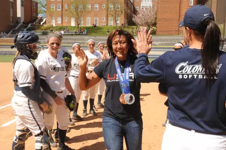 GW softball retired Elana Meyers Taylor's No. 24 jersey last spring.