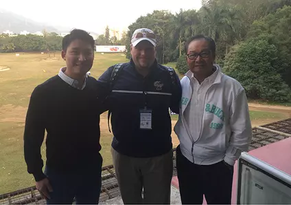 GW Golf head coach Chuck Scheinost had a chance to connect with GW golf alumnus and Hong Kong native Martin Liu '12.