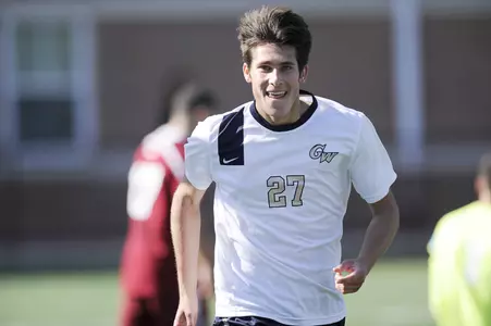 Garrett Heine's sixth game-winning goal of the season propelled the Colonials to the A-10 regular-season title.