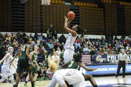 Junior Caira Washington ranks fourth in the A-10 in rebounding and 10th in scoring.
