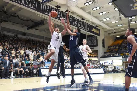 Kevin Larsen moved into 11th place on GW's career rebounding list after grabbing seven boards last night