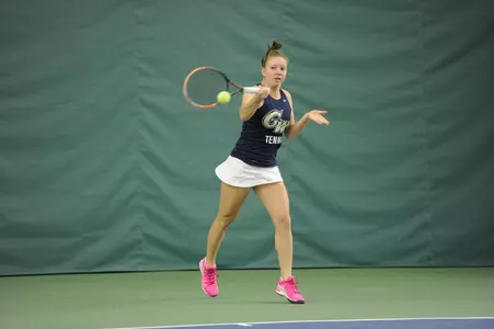 Freshman Marie-Louise Decamps and partner Teodora Radosavljevic earned a doubles win on Saturday.