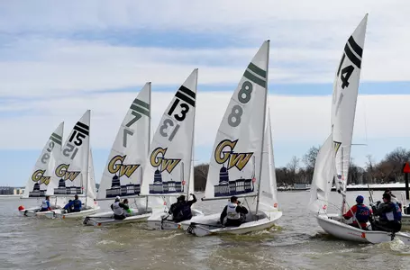 GW sailing welcomed five MAISA rivals to the inaugural GW Team Race on the Potomac River this weekend.