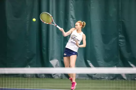 Taylor Nederlander won her match at the No. 6 position to help the Colonials defeat George Mason.