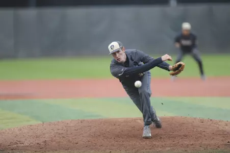 Junior Luke Olson earned his second win of the season with two scoreless innings of relief in GW's 8-4 win at Towson.