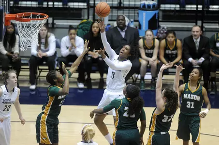 Caira Washington posted her sixth double-double of the season with 20 points and 12 rebounds.