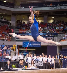 Jillian Winstanley won the all-around to lead the Colonials to a tri-meet victory over New Hampshire and Rutgers on Saturday night.
