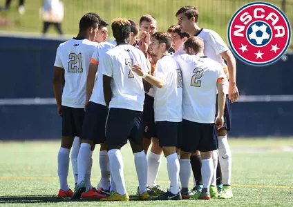 men's soccer huddles