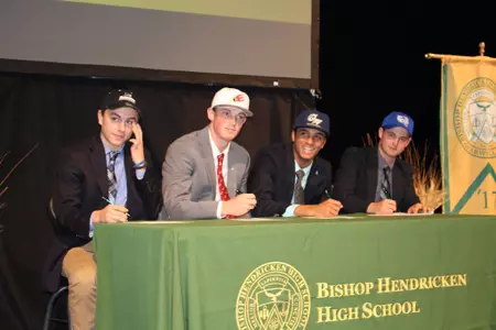Mazzulla signs his NLI with classmates at Bishop Hendricken