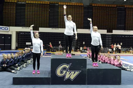 Sophomore Cami Drouin-Allaire leads the EAGL in both the vault and ranks second in the all-around entering Sunday's meet.