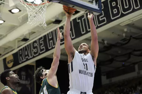 Kevin Larsen scored 10 points, one of four players in double-figures, in GW's 73-65 win over Saint Louis on Thursday.