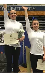 Jillian Winstanley (left) won the vault title and placed third in the all-around at Saturday's EAGL Championship.