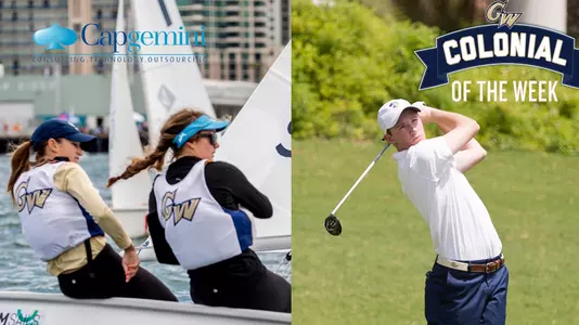 Miranda Bakos and Belle Strachan helped GW win the MAISA Women's Fall Dinghy; Logan Lowe won the Camden Collegiate Invitational