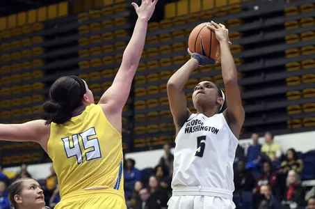 Brianna Cummings poured in a game-high 17 points and added five rebounds and five assists to lead GW past Towson, 66-43, on Thursday night.