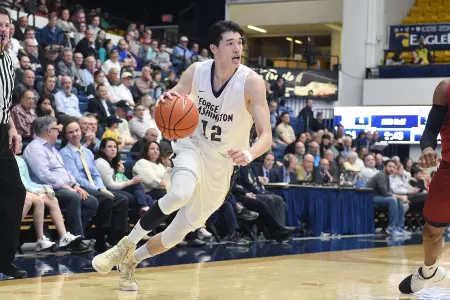 Men's basketball action shot