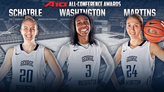 GW WBB All-Conference Awards Washington, Schatble and Martins
