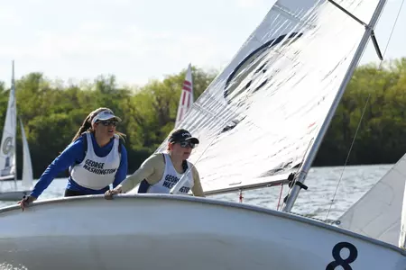 Riley Legault and Sarah Noyes helped GW finish third in B Division at the Navy Spring Women's