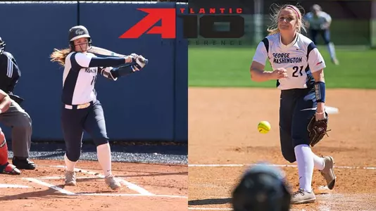 Jenna Cone and Sarah Costlow were honored by the A-10 on Tuesday.