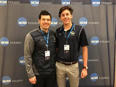 Head Coach James Winchester (left) and Alexander Auster participated in the NCAA Inclusion Forum last weekend.