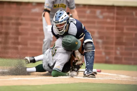 Dominic D'Alessandro tags out a George Mason base-runner