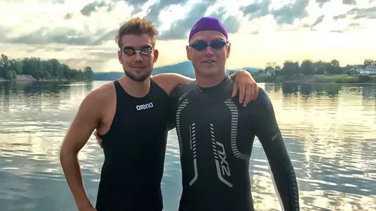 Moritz Fath poses with his father, Andreas.