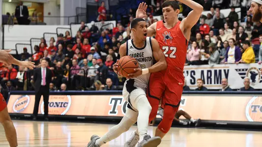 Armel Potter drives the lane on a Richmond player