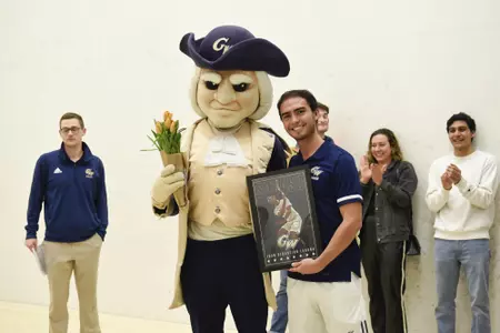 Juan Sebastian Laguna and George posing at senior game.