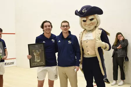 Geordie Laird celebrating with Head Coach Anderson Good and George.