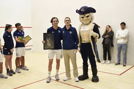 Geordie Laird celebrating with Head Coach Anderson Good and George.