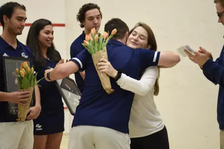 Jamie Oakley and family during senior game celebration.
