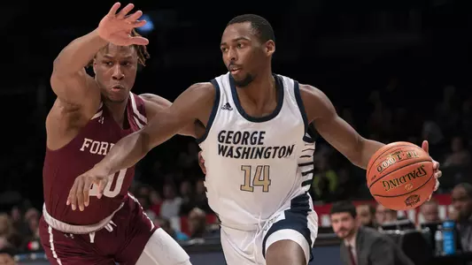 Maceo Jack drives the lane against Fordham
